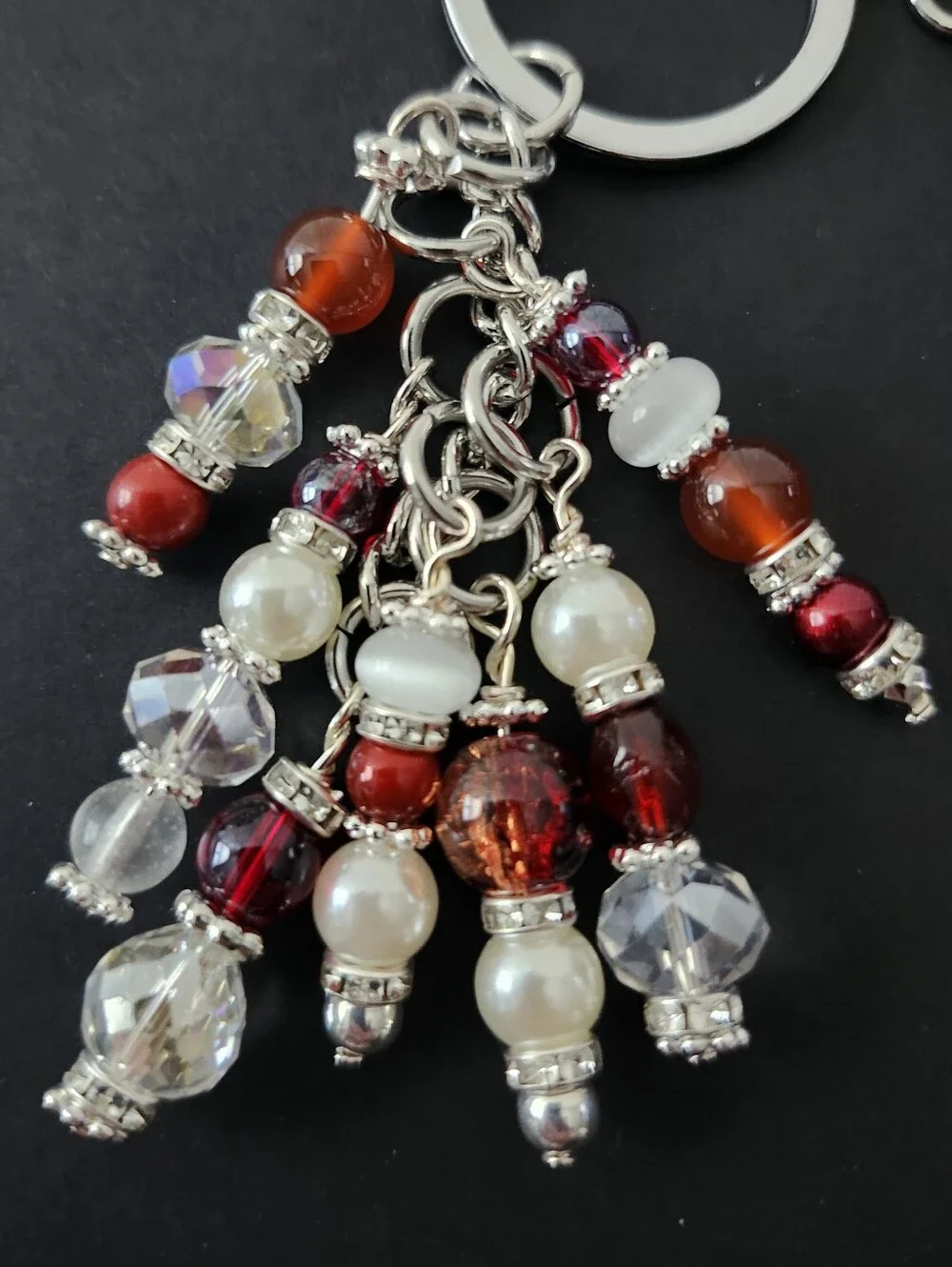 Bling Rhinestone Purse Charm or Keychain Carnelian Crystal Handcrafted